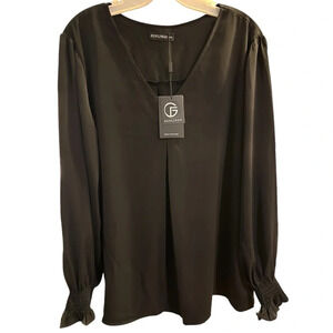 NWT Women’s Plus Size Long Sleeve Dress Casual V Neck Tunic Chiffon Blouse